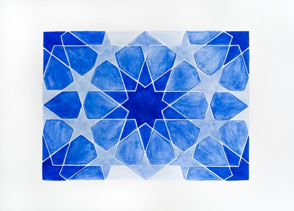 blue geometric patterns